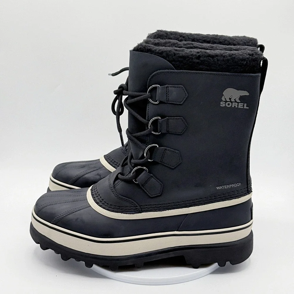 Sorel Caribou Boots / Size 9 Mens / Black Dark Stone Waterproof